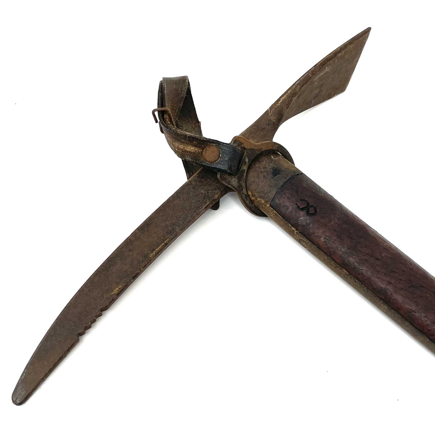 Vintage Mountaineering equipment, comprising two ice axes, a pair of crampons, a rope and a - Image 6 of 12