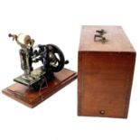 A Victorian James G. Weir mahogany cased hand-cranked sewing machine, stamped W9638, with coloured