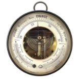 A Holosteric brass Barometer, with Fahrenheit and Reaumur thermometers, in a brass case, diameter