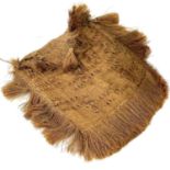 A Maori flax bag woven with a fringed edge, height 24cm.Provenance: From the Estates of Constance