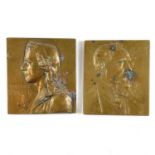 Two Viennese bronze plaquettes, by Franz Stiasny, titled for Charles Dickens and Freidrich Schiller,