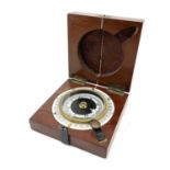 A WWI maritime hand held compass in a mahogany case by F. Barker & Sons London 1918 2677, 8cm