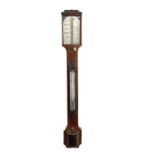 An early Victorian walnut stick barometer, by R Keen, Salt House Dock, Liverpool, with silvered