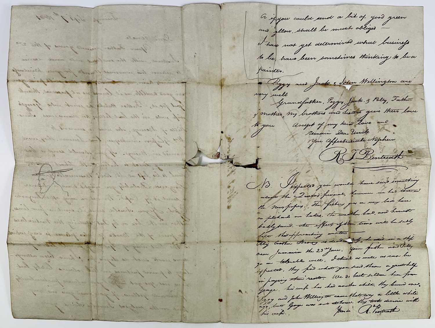 R. T. PENTREATH (artist). Handwritten letter from Pentreath to his uncle, in regards to shipping oil - Image 4 of 6