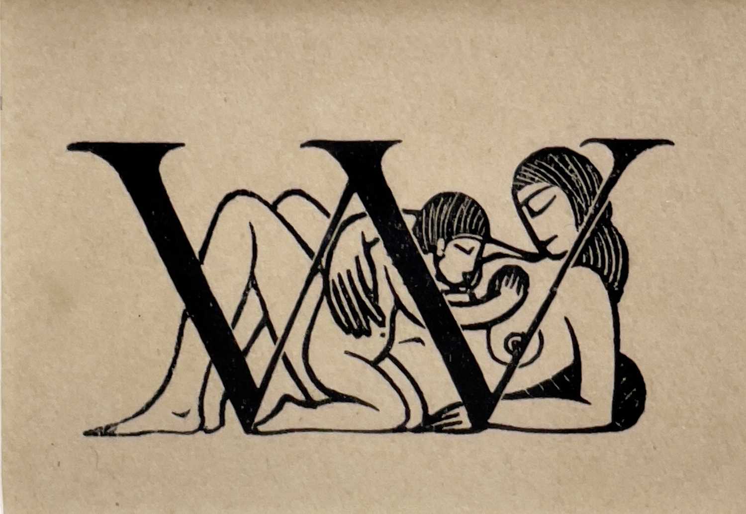 Eric GILL (1882-1940) Initial W with woman and child Wood engraving Edition of 400 4cm x 5.5cm