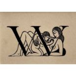 Eric GILL (1882-1940) Initial W with woman and child Wood engraving Edition of 400 4cm x 5.5cm