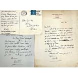 WINSTON GRAHAM. A postcard and two letters signed and inscribed by the author, sent from