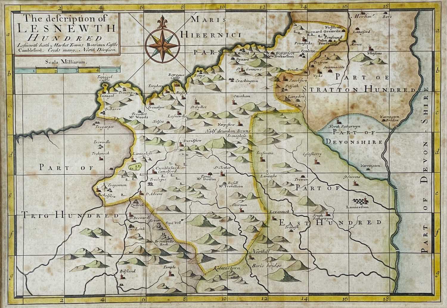 JOHN NORDEN. 'Speculi Brittanniae pars,' four framed and glazed 'Hundred's' engraved maps, Trig, - Image 2 of 13