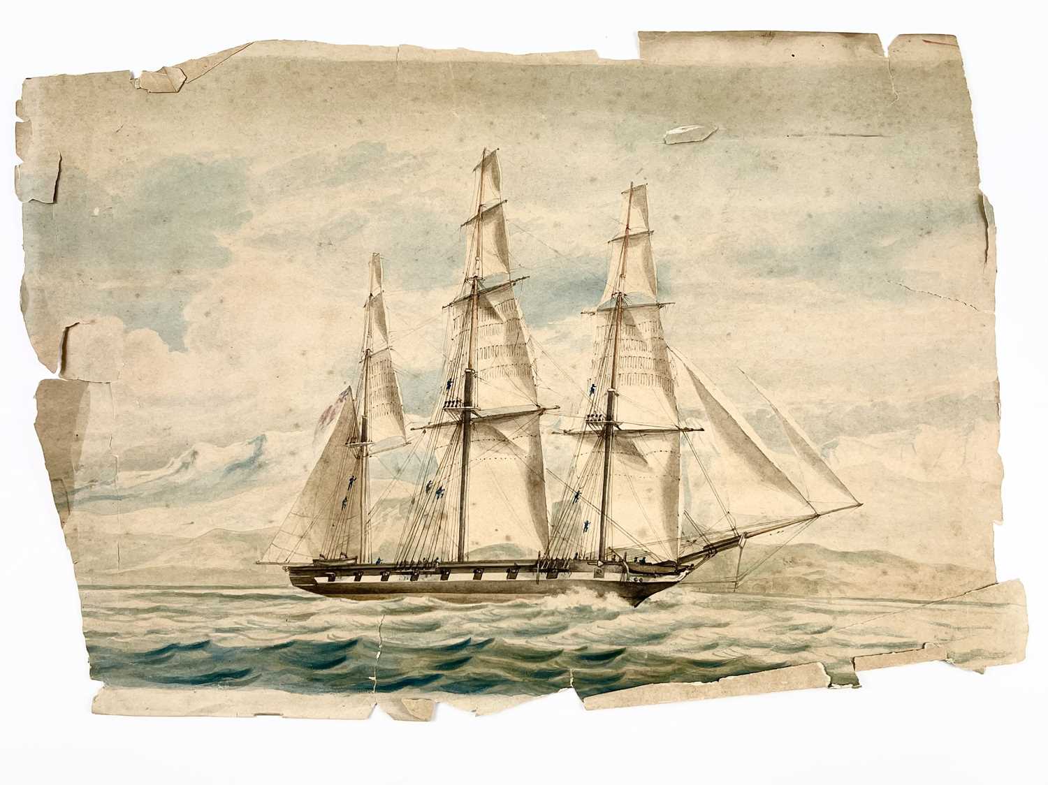 In the manner of Hamilton Short Two 19th century marine watercolours 36cm x 24cm (irregular) and - Image 4 of 4