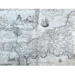 CHRISTOPHER SAXTON and WILLIAM KIP. 'Cornwall olim pars Danmoniorum.' Engraved map, inset view of