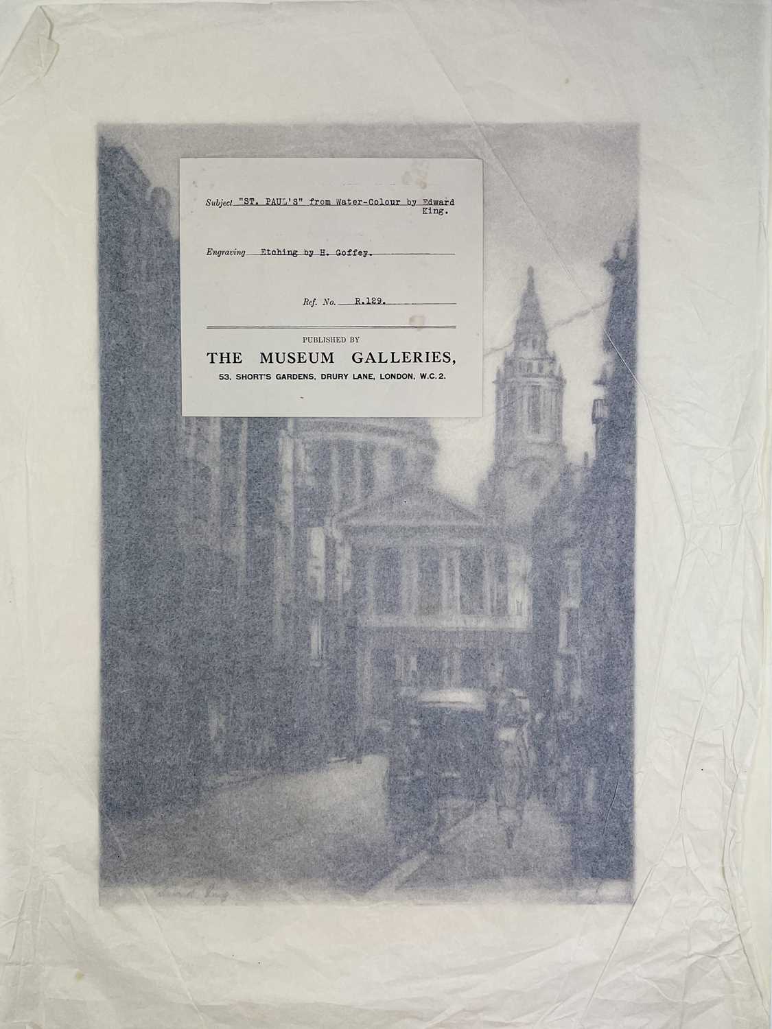 EDWARD KING. 'St Paul's Cathedral,' etching by H. Goffey, signed by both in graphite, original - Image 2 of 3