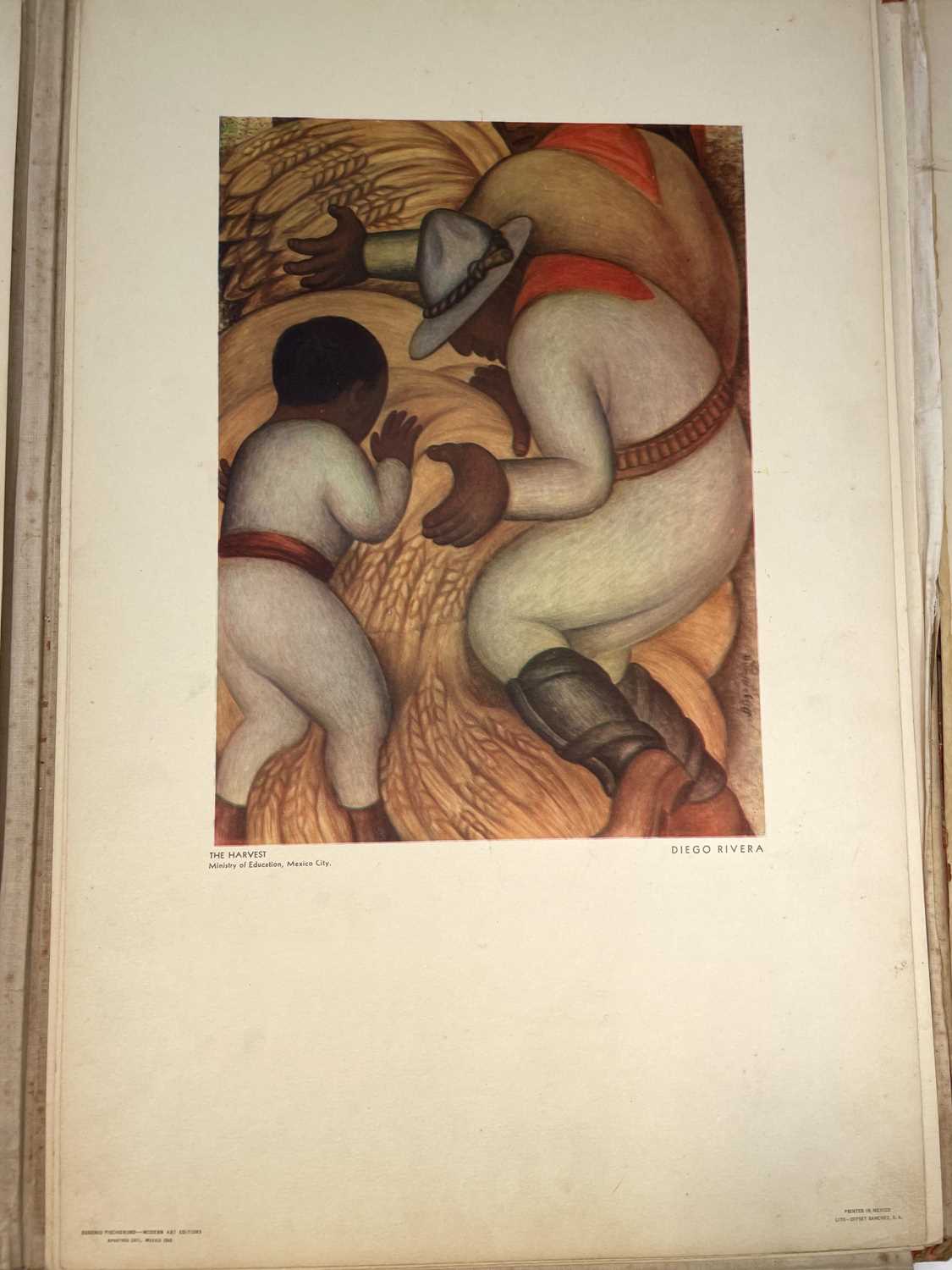 DIEGO RIVERA. '10 Reproductions in Color of Mexican Frescoes,' folio, cloth back card, rubbed and - Image 3 of 4