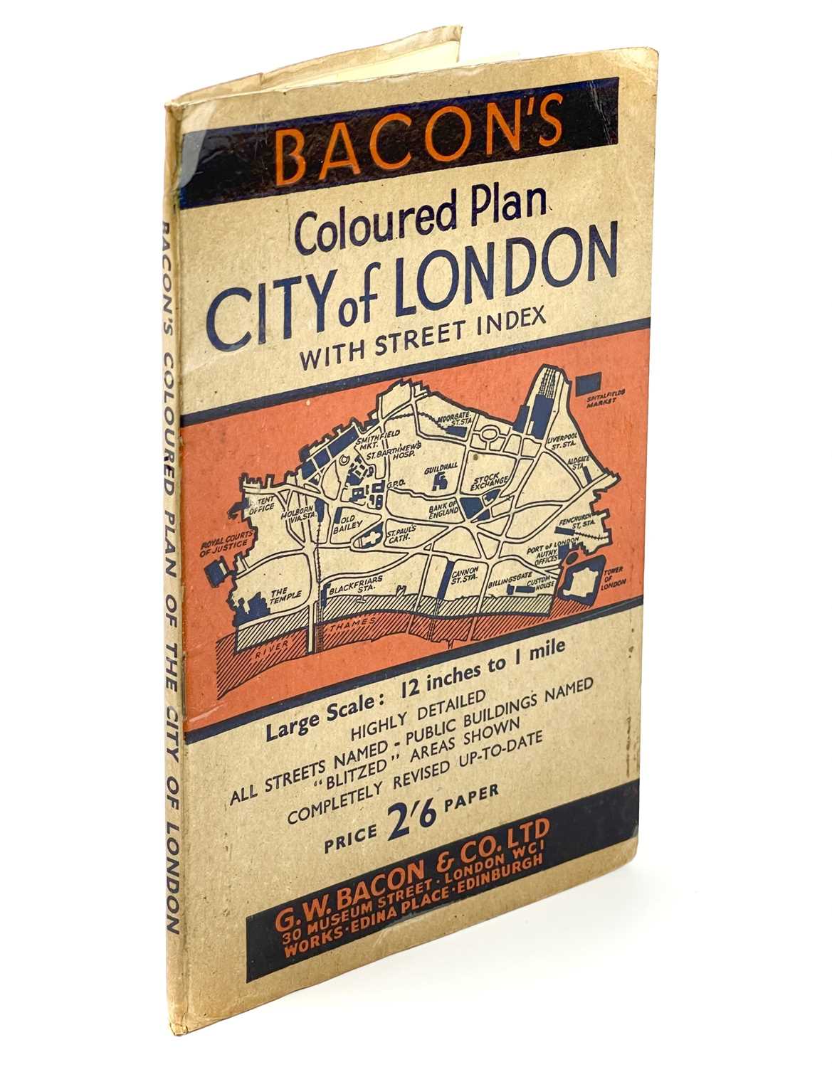 MAPS. 'Bacon's Large Scale Plan for the City of London,' folding plan of the City, on a scale of