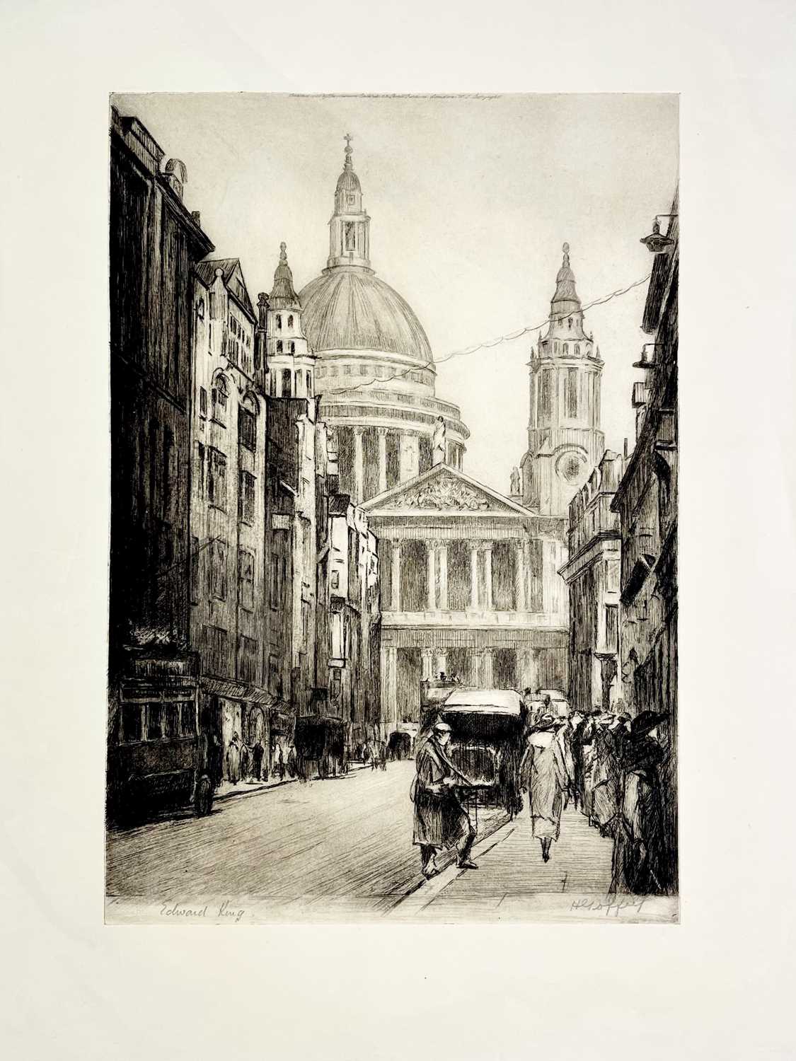 EDWARD KING. 'St Paul's Cathedral,' etching by H. Goffey, signed by both in graphite, original - Image 3 of 3