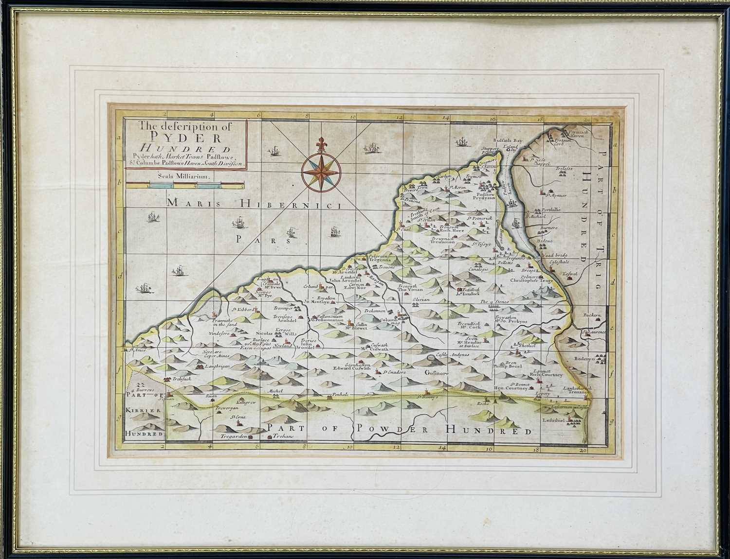 JOHN NORDEN. 'Speculi Brittanniae pars,' four framed and glazed 'Hundred's' engraved maps, Trig, - Image 9 of 13