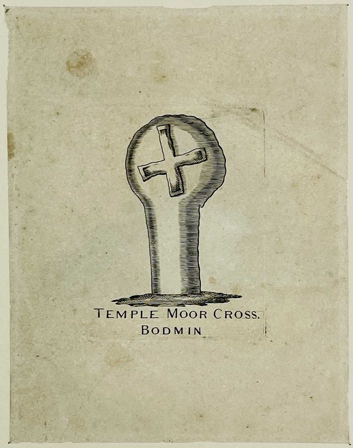 CORNWALL INTEREST. Five bookplates of various ancient Cornish crosses, mounted on card. (5) - Image 2 of 6