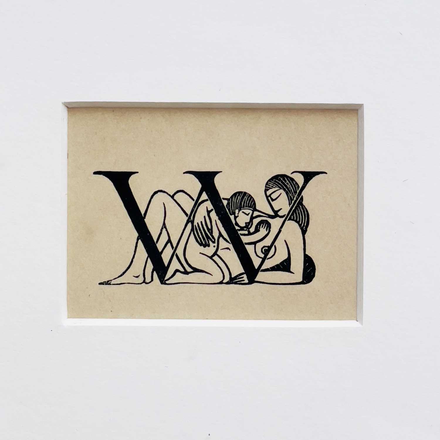 Eric GILL (1882-1940) Initial W with woman and child Wood engraving Edition of 400 4cm x 5.5cm - Image 2 of 4