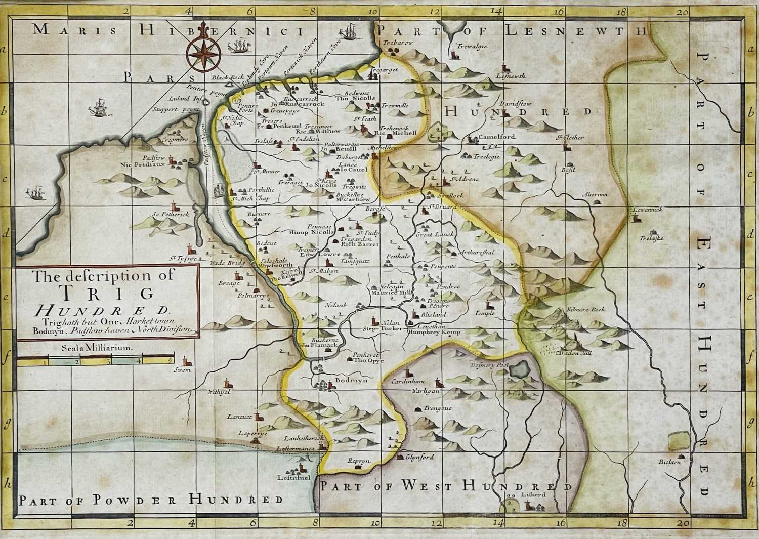JOHN NORDEN. 'Speculi Brittanniae pars,' four framed and glazed 'Hundred's' engraved maps, Trig, - Image 5 of 13