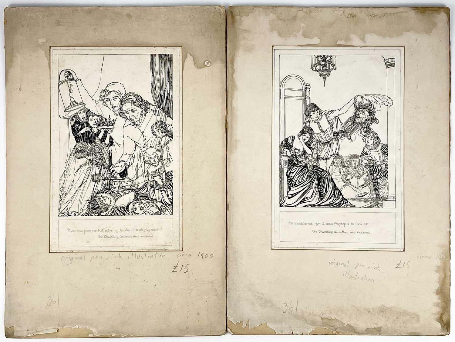 Two Victorian mounted illustrations in pen and ink, studies of Hans Christian Andersen's The - Image 4 of 4