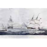 T. SUTHERLAND after W. J. HUGGINS. 'Table Bay, Cape of Good Hope,' hand coloured aquatint, framed