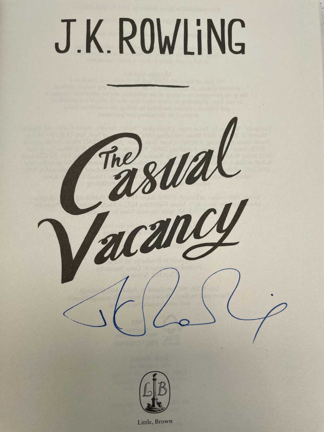 J. K ROWLING. The Casual Vacancy, first edition, second impression, London: Little, Brown, 2012, - Image 2 of 4