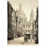 EDWARD KING. 'St Paul's Cathedral,' etching by H. Goffey, signed by both in graphite, original