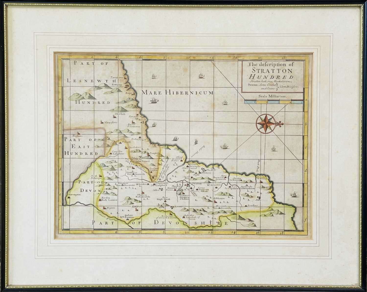JOHN NORDEN. 'Speculi Brittanniae pars,' four framed and glazed 'Hundred's' engraved maps, Trig, - Image 12 of 13