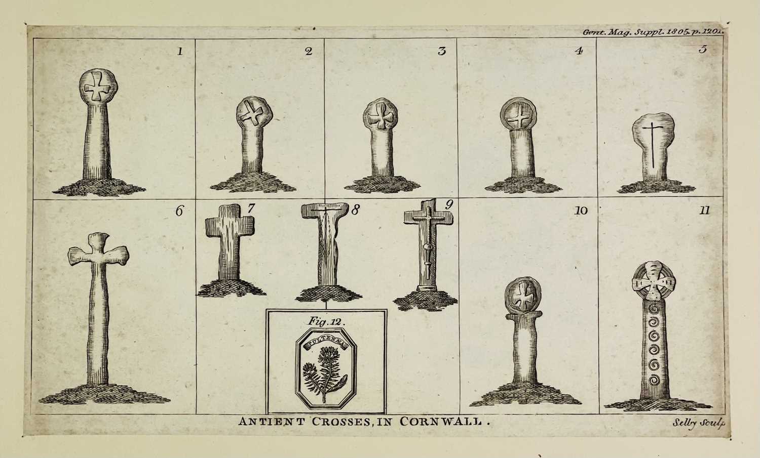 CORNWALL INTEREST. Five bookplates of various ancient Cornish crosses, mounted on card. (5) - Image 6 of 6