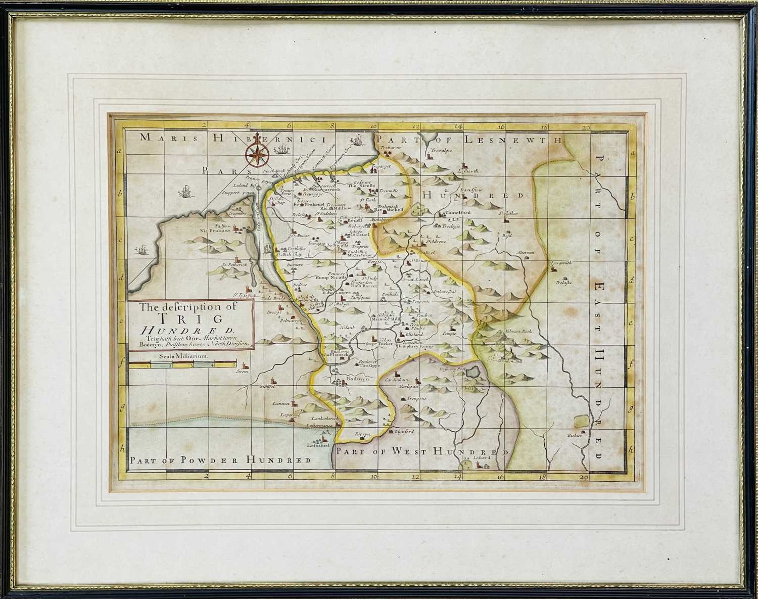 JOHN NORDEN. 'Speculi Brittanniae pars,' four framed and glazed 'Hundred's' engraved maps, Trig, - Image 6 of 13