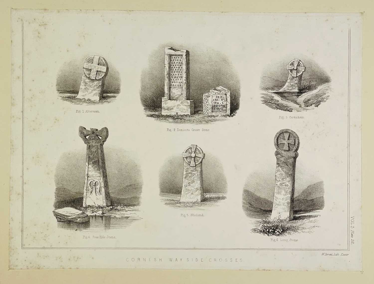 CORNWALL INTEREST. Five bookplates of various ancient Cornish crosses, mounted on card. (5) - Image 5 of 6