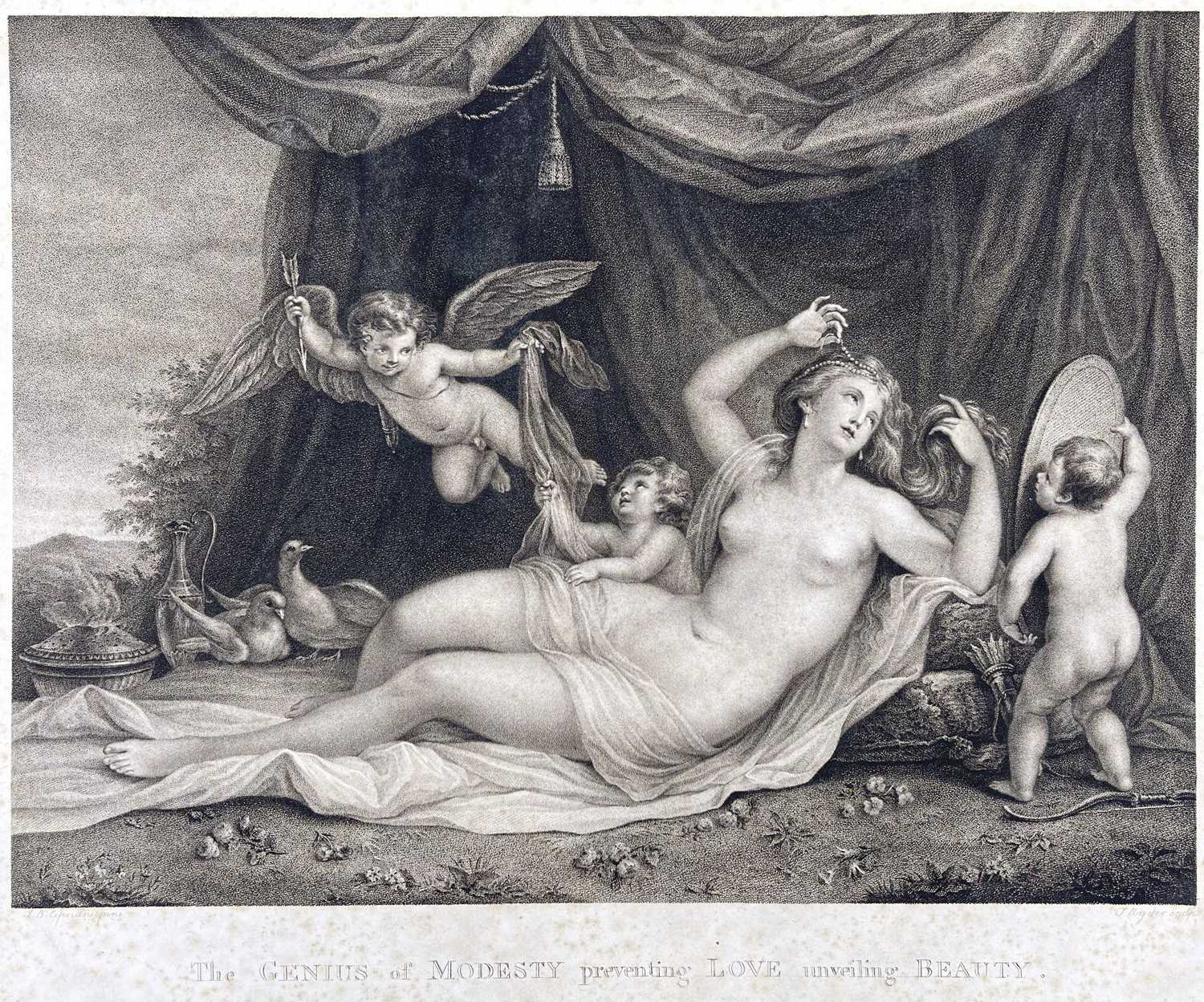 THOMAS RYDER I (1746-1810). 'The Genius of Modesty preventing Love unveiling Beauty,' by Laurence J. - Image 3 of 9