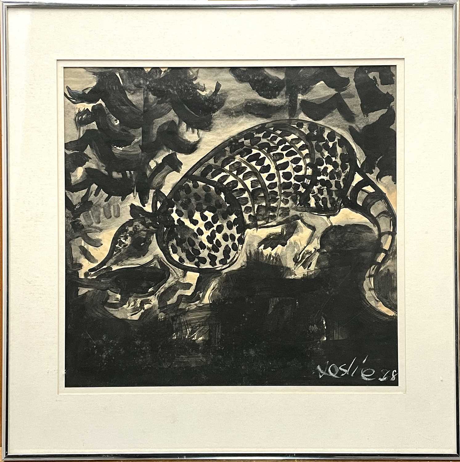 Leslie ILLSLEY (1936-1989) Armadillo Acrylic on paper Signed and dated '88 34 x 35cm - Image 2 of 3