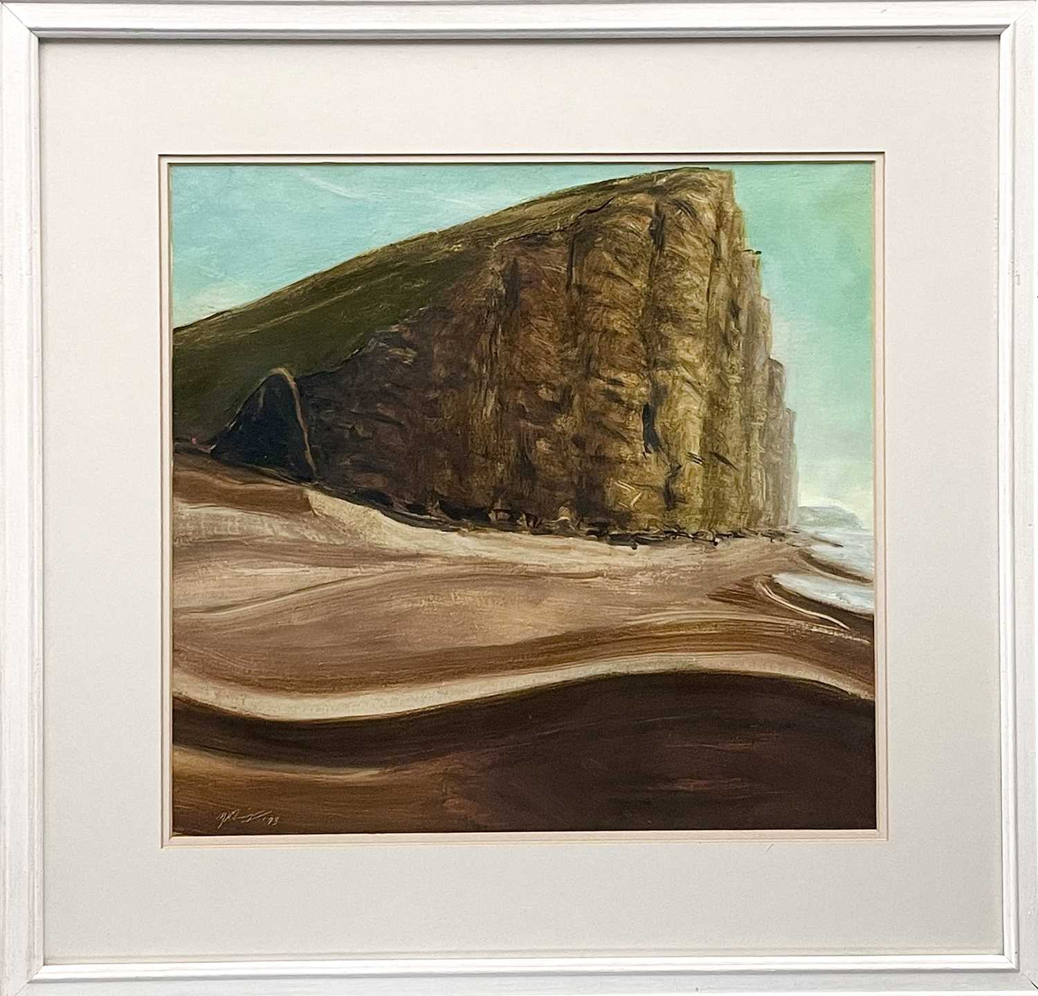 David Ralph SIMPSON (1963) Beach Scene with Cliffside Oil on paper Signed and dated '93Overall - Image 2 of 4