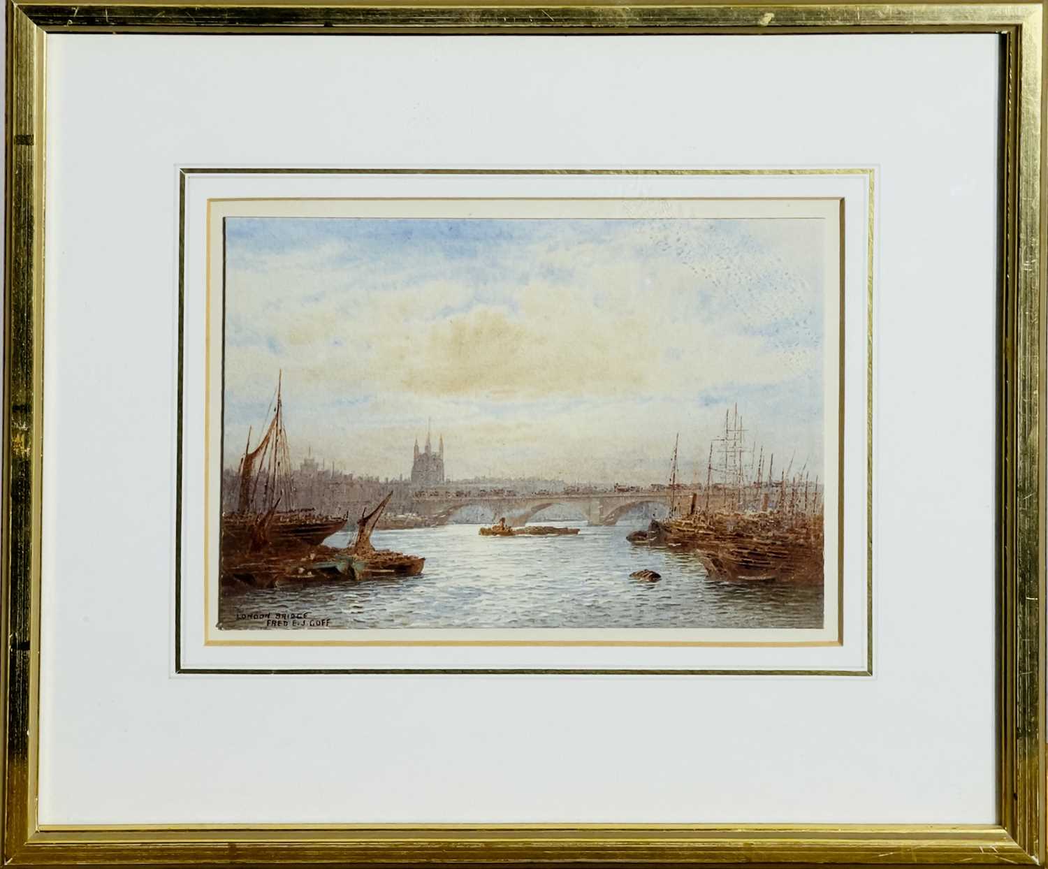 Frederick Edward Joseph GOFF (1855-1931) London Bridge Watercolour Signed 13 x 18cm - Image 2 of 4