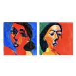 John BARNICOAT (1924-2013) Woman's Heads Two oils on canvas Each 30 x 30cm Provenance - The artist's