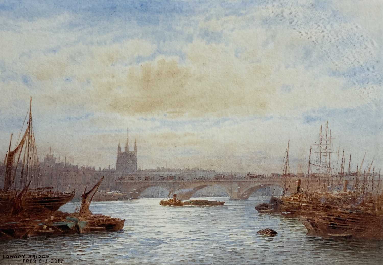 Frederick Edward Joseph GOFF (1855-1931) London Bridge Watercolour Signed 13 x 18cm