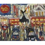 Michael QUIRKE (1946) London Street Scene Oil on canvas Signed 26 x 30cmThere are no condition