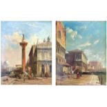 Attributed to Edward PRITCHETT (1808-1894) Venice A pair of oils on oak panel Each with old Spink