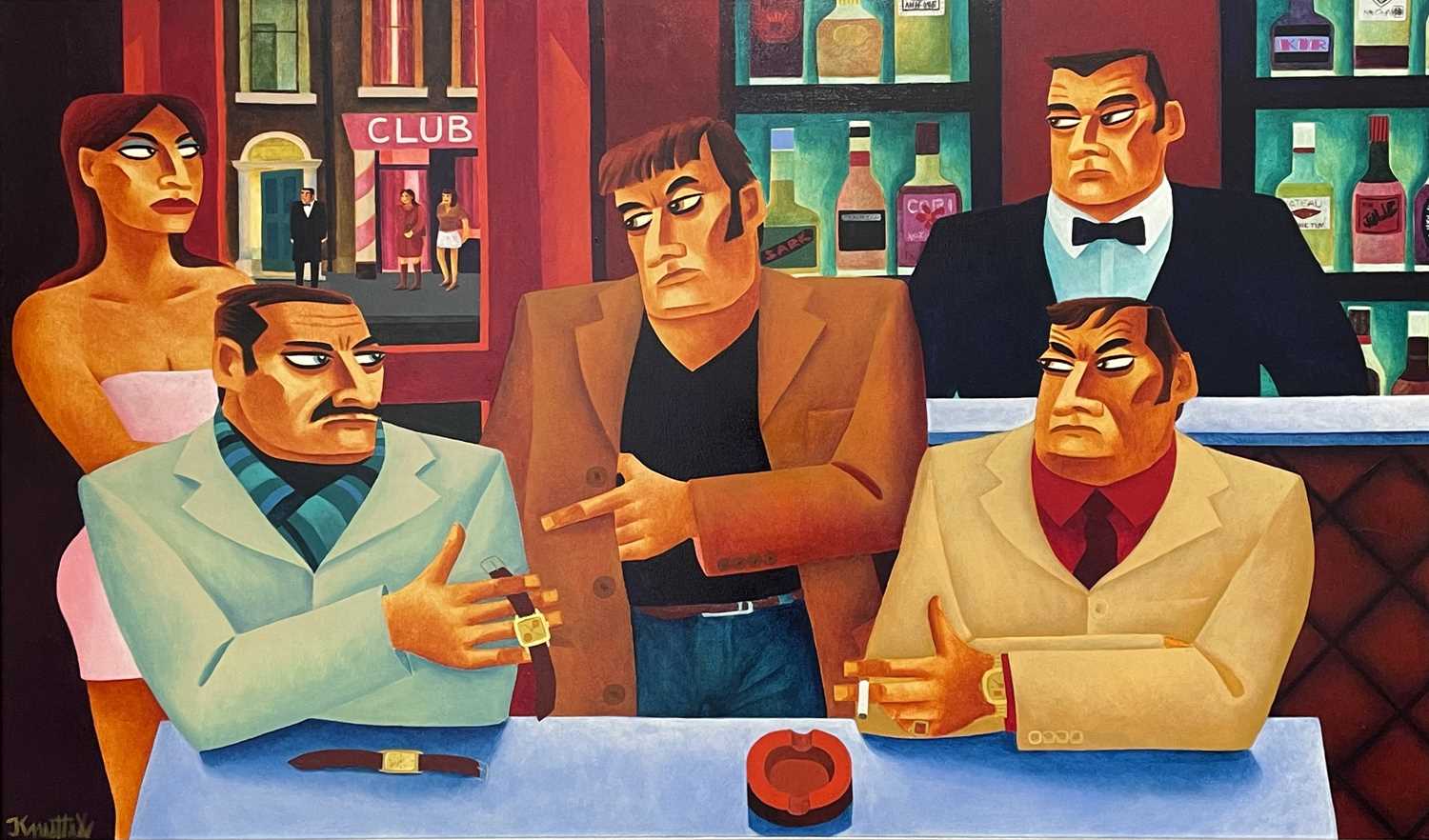 Graham KNUTTEL (1954) The Deal Oil on canvas Signed 100 x 168cm Provenance - This piece is from a