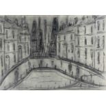 L. S. LOWRY?? Street Scene Graphite on paper Signed and dated 1952 26 x 36cm The present owner