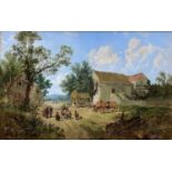 John HOLLAND (1857-1920) Village Scene Oil on canvas 33 x 51cm