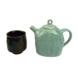 Alan BROUGH (1924) A celadon glazed porcelain teapot and a yunomi Each with impressed makers seal