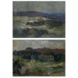 Leonard RICHMOND (1889-1965) Two works (Dartmoor & View over the valley) Pastel 35 x 50cm