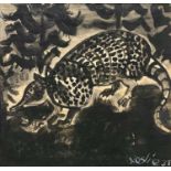 Leslie ILLSLEY (1936-1989) Armadillo Acrylic on paper Signed and dated '88 34 x 35cm