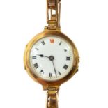 An early 20th century 15ct gold ladies manual wind wristwatch.