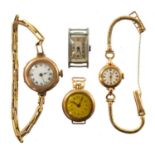 An early 20th century 10ct rose gold cased Waltham ladies manual wind wristwatch.