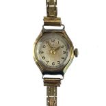 An Omega 9ct gold ladies manual wind bracelet wristwatch,