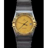 Omega Constellation Chronometer quartz gentleman's stainless steel and gold plated wristwatch.