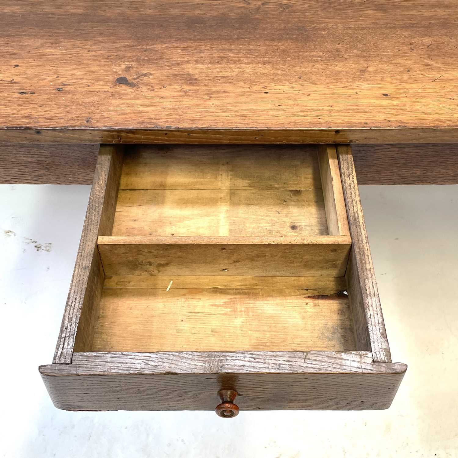 A French elm farmhouse kitchen table, late 19th century. - Image 11 of 12