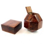 A burr yew wood dodecahedron box, early-mid 20th century.